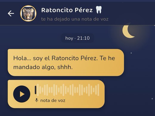 Pantalla de nota de voz del Ratón Pérez