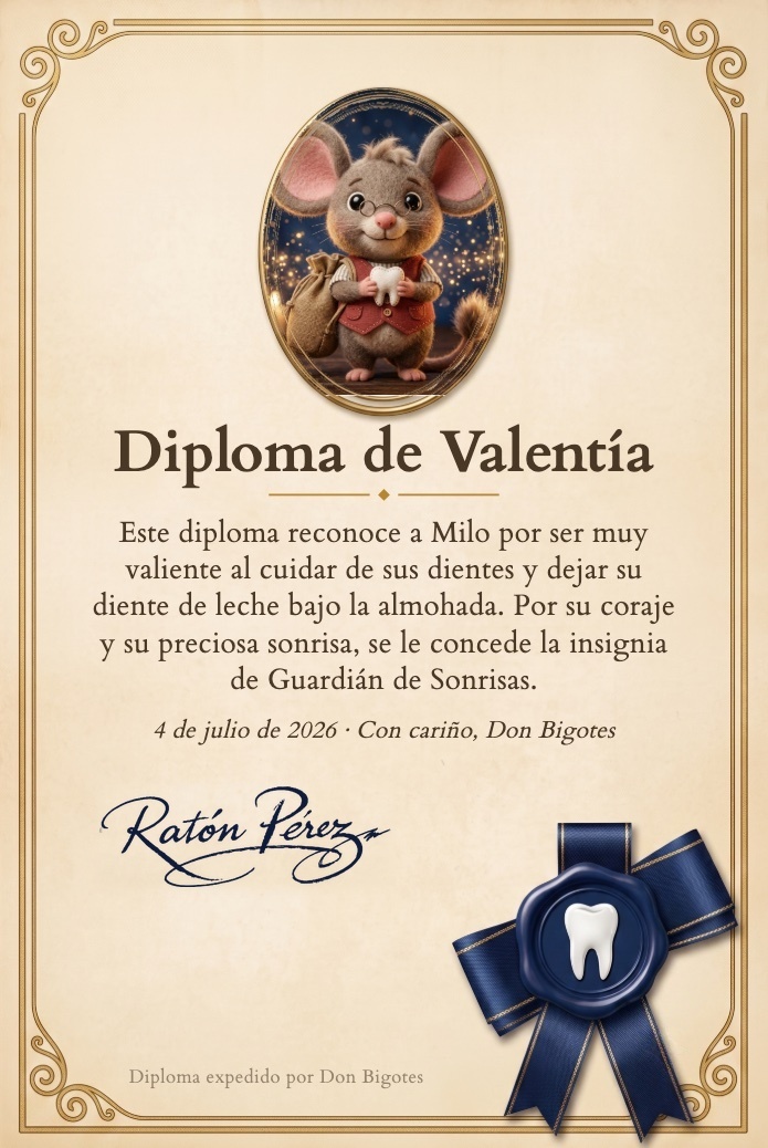 Diploma de Valentía del Ratón Pérez